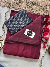 Marun Handloom Cotton Saree With Black Butti Print Blouse